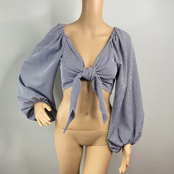 Harper & Me Tops - Harper & Me Gingham Plaid Tie Front Crop Top SZ 10